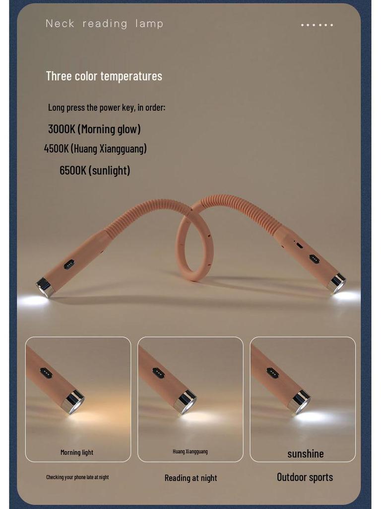 Portable Multi-Functional Neck Reading Light with Eye Protection for Students