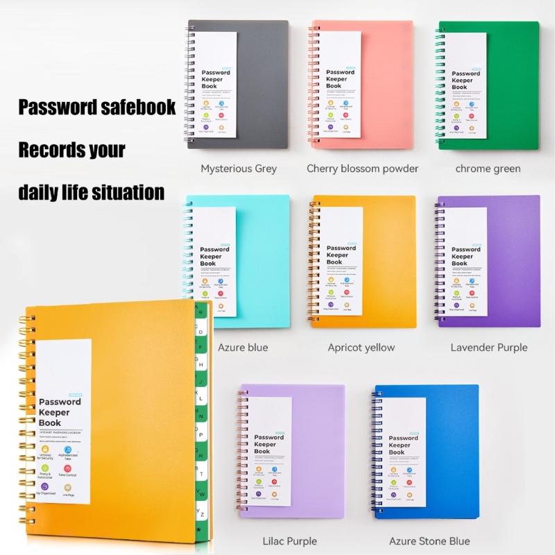 A6 Spirals Notebook Password Book Address Book with Alphabets Index Diary Writing Pad Office School Supplies for Home