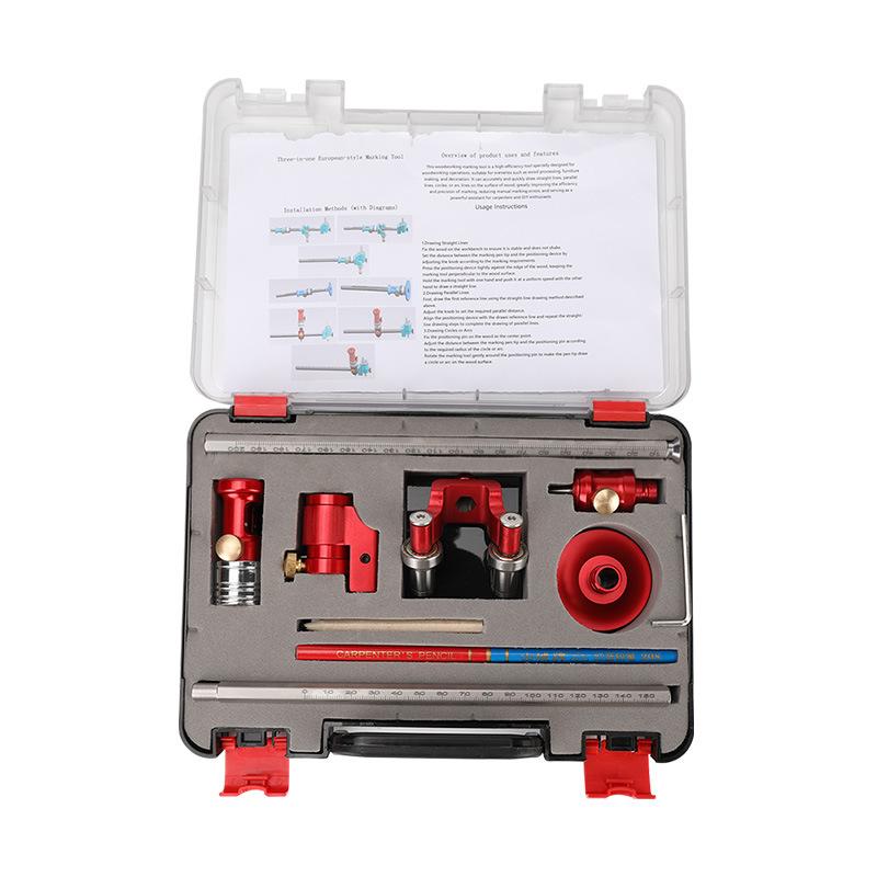 

Wheel Marking Gauge Center Finder Ruler Compass woodworking Precision Linear Arc Dual-purpose Scriber Parallel Line Drawing Tool красный