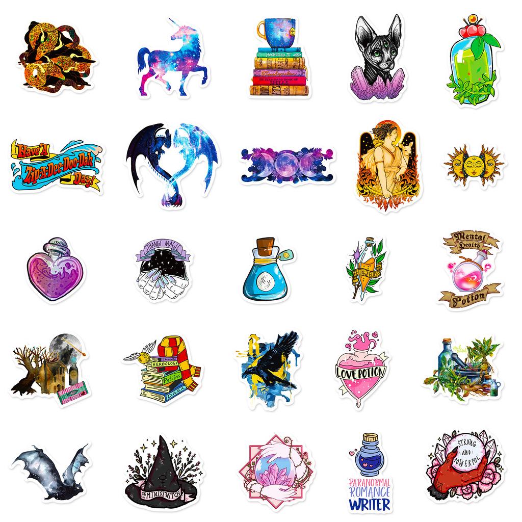 50 Średniowiecznych Magicznych Naklejek Nowa Europejska i Amerykańska Sztuka Kreskówkowa Naklejki na Etui na Telefon Komórkowy