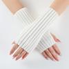 Autumn Winter Fashion Warm Fingerless Solid Color Ribbed Knitted Short Gloves Arm Warmers Keep Warm Gloves