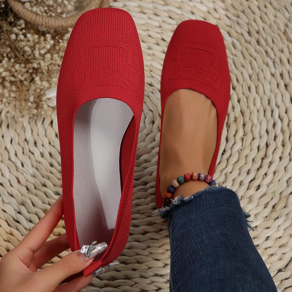 Women's Casual Single Shoes Shallow Mouth Single Shoes Round Head Soft Sole Knitted Shoes Mother Shoes Single Shoes