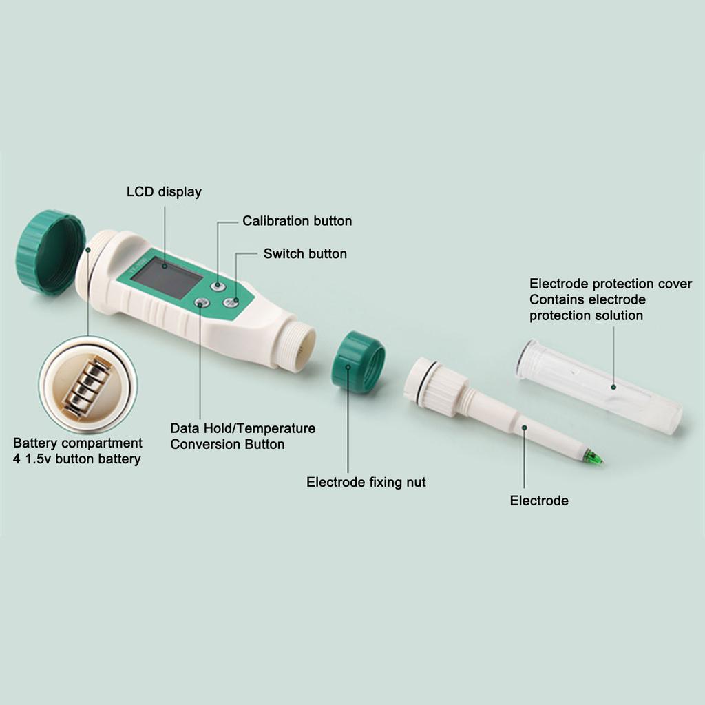 Bluetooth PH Meter Data Synchronization IP67 Waterproof Efficient Digital PH Meter for Baby Food Supplement for Cosmetics