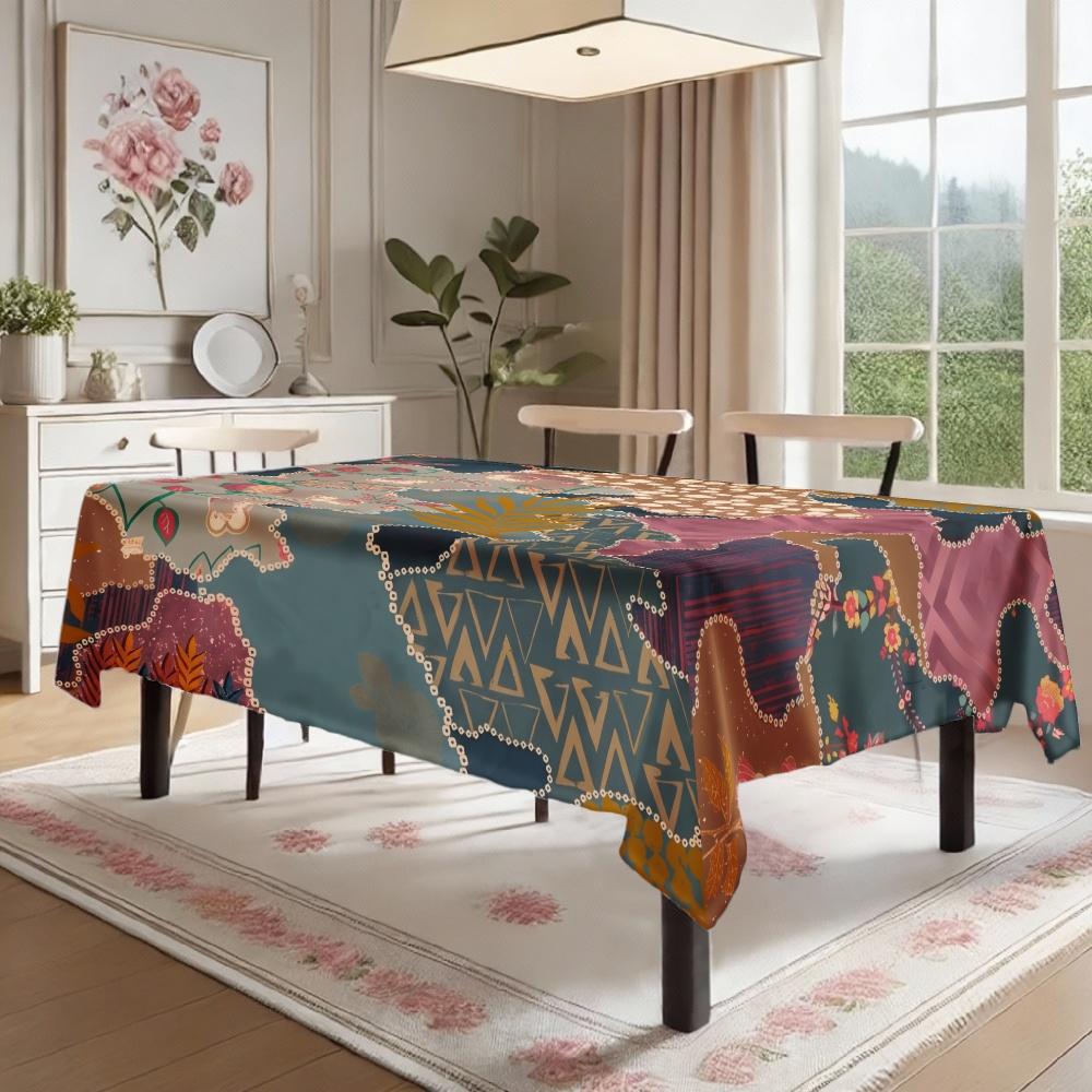 Bohemian Pattern Rectangle Table Cloth for Table Decor Holiday Party Waterproof Reusable Tablecloth for Table Kitchen Dining