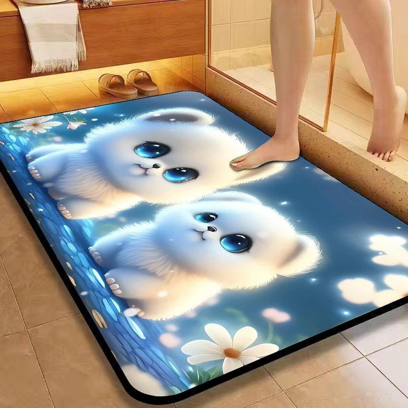 Cute Dog Quick-Dry Non-Slip Diatomaceous Earth Bath Mat