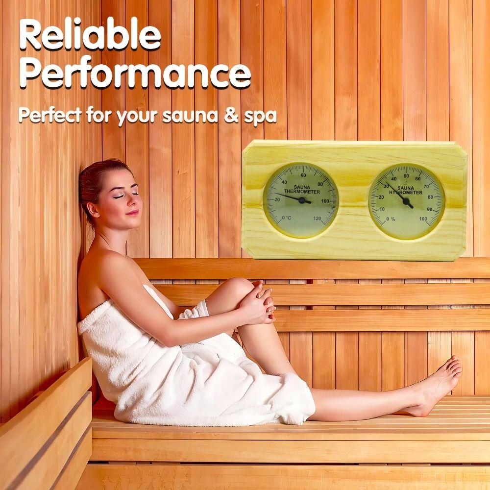 Bimetallic Strip Wall Mounted Thermometer Heat-Resistant Materials Hair Hygroscopic Element Hygrometer Pine Wood Casing