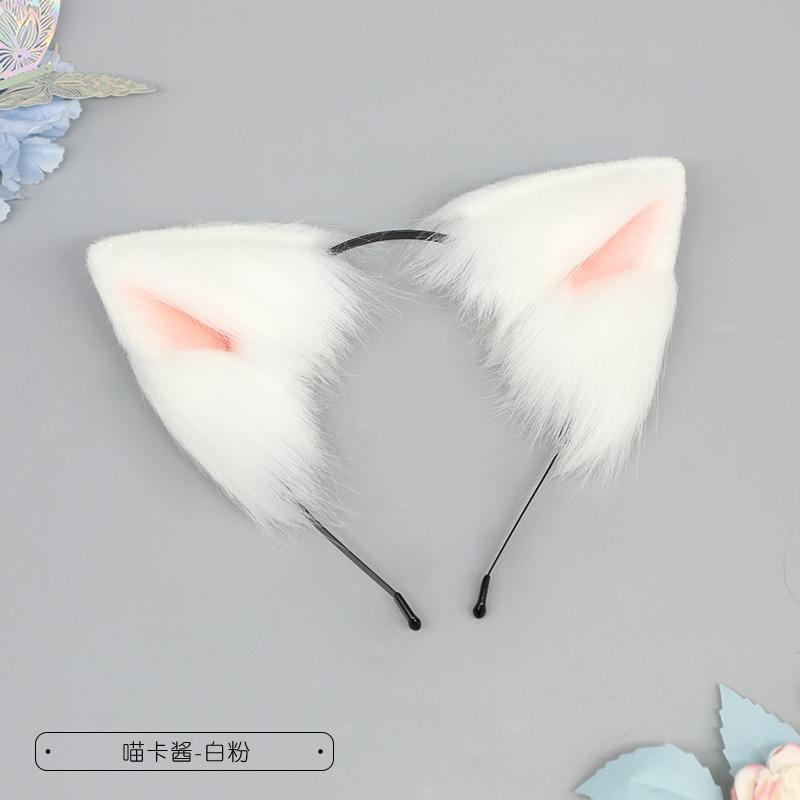 Fait main mignon animal en peluche oreilles de chat couvre-chef oreilles de renard bandeau de fête simulation oreilles d'animal accessoires pour cheveux