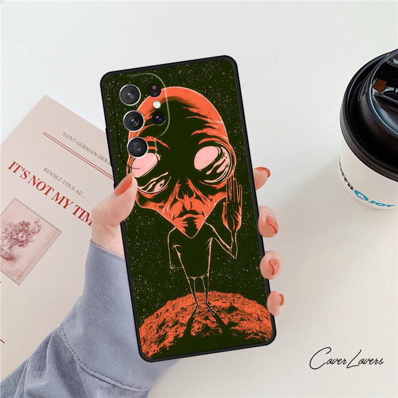 Alien Martian Humans Arent Real phone case For Samsung Galaxy S24 S25 S23 S22 Ultra Note 10 20 Plus S20 S21 FE Cover