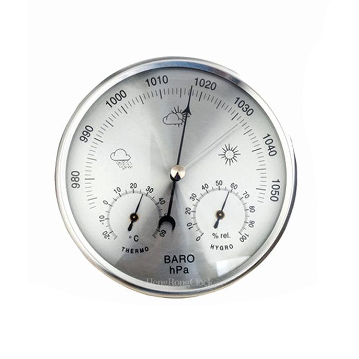 Metal Frame Barometer Clock with Weather Station and Sailing Pressure Gauge