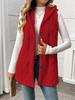 Double-Sided Plush Hooded Cardigan Vest - Women's Autumn/Winter Fashion