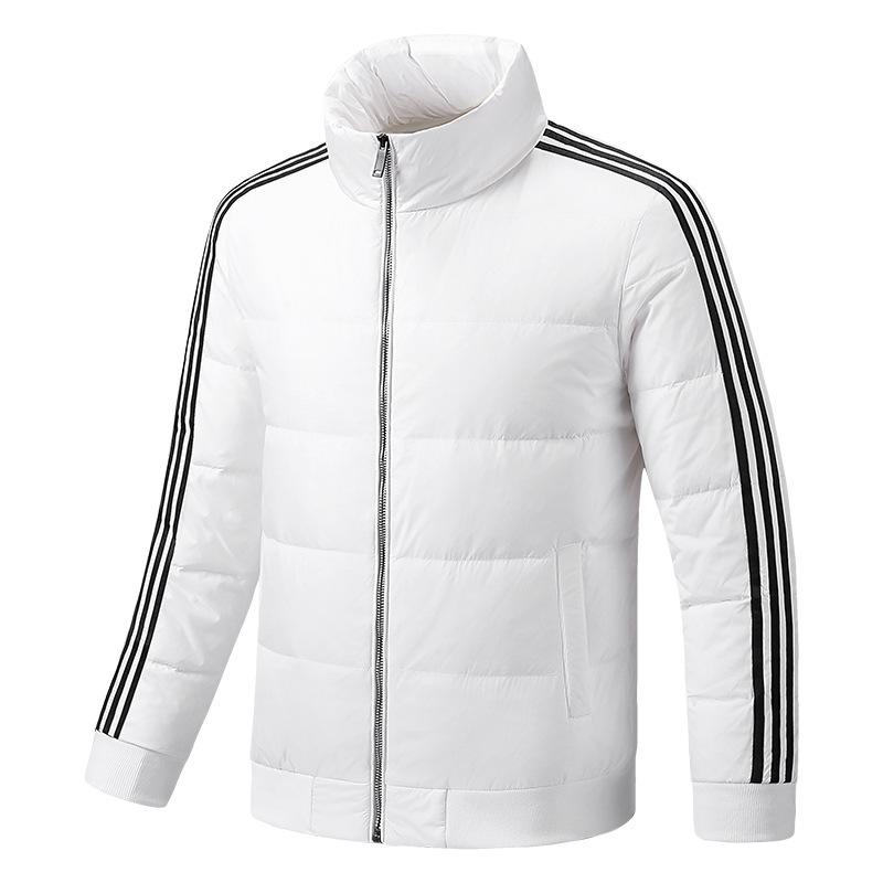

2023 Мужская приталенная куртка на белом утином пуху с воротником-стойкой и тремя планками для пар XXXXL белый