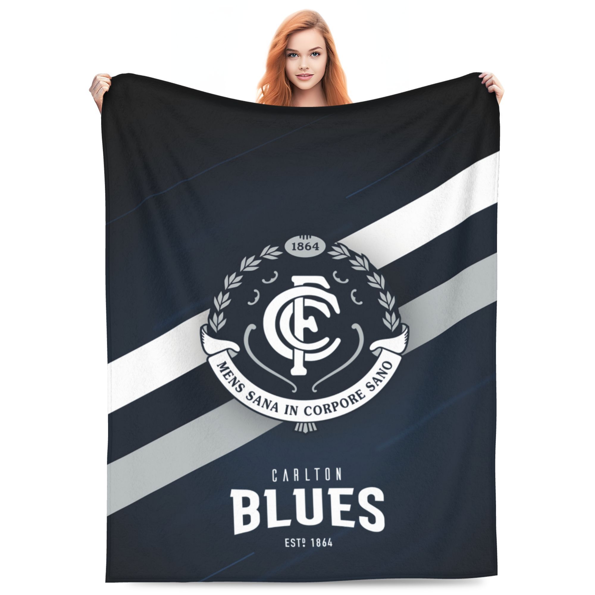 

AFL Carlton Style Pattern Flannel printed blanket suitable for all seasons suitable for living room office sofa and travel 75x100cm (30x40inch)