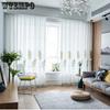 WTEMPO 2PCS Nordic Style Rural Embroidered Curtains Bay Windows Bedroom Living Room Fresh Simple Perforated Curtains