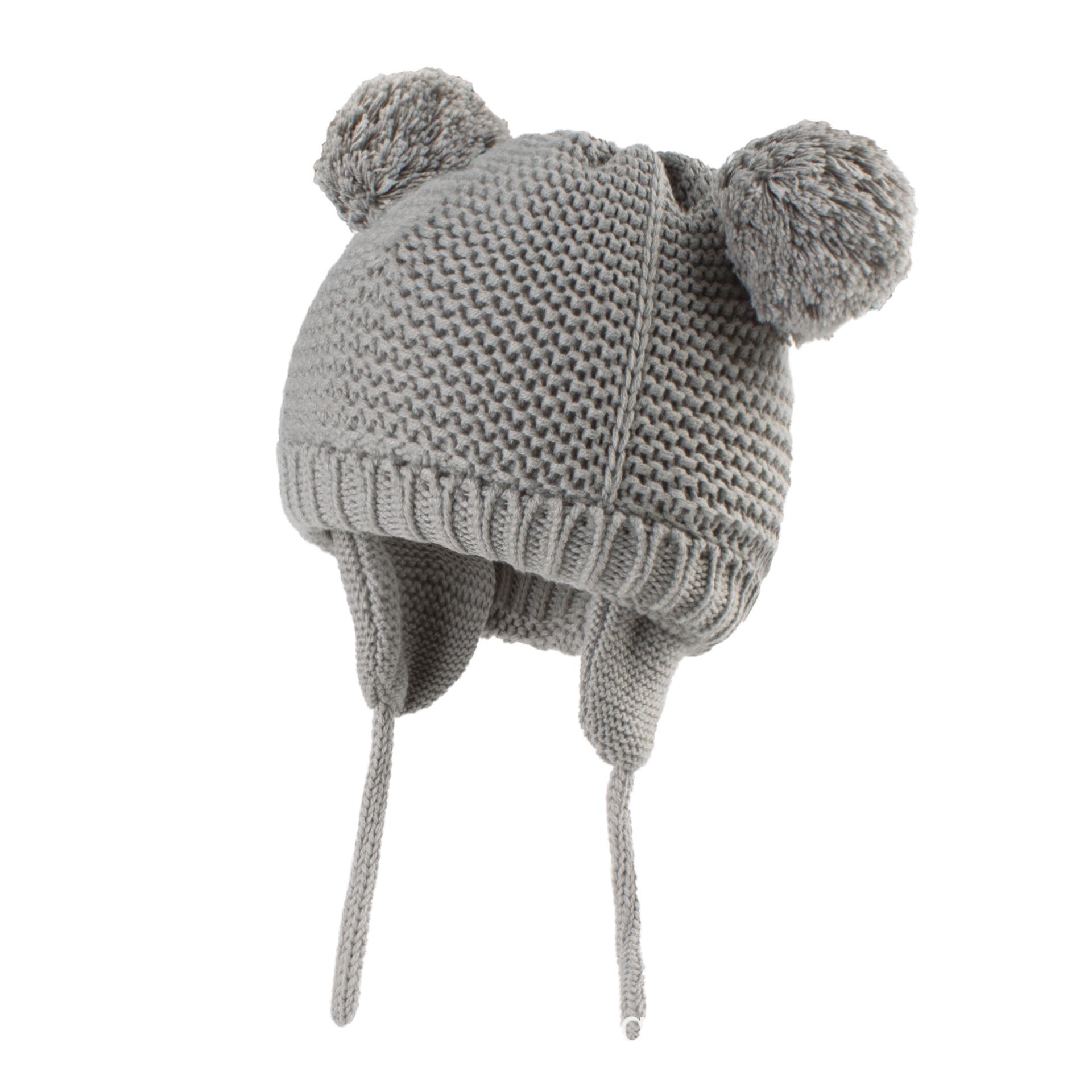 

Детская шерстяная шапка 2023 года с бархатной подкладкой - Вязаная защита ушей, Защита от холода, Теплая зимняя шапка S (44-48 CM) серый