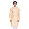 VASTRAMAY Mens Cotton Linen Fawn Kurta Timeless Elegance for Festivals & Events Plain Solid Full Sleeves Mandarin Co