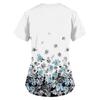Women's Floral Printing Short Sleeve V-neck Tops Working Uniform Pocket Blouse