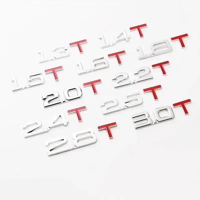 3D Metal 1.5T 1.6T 1.8T 2.0T 2.2T 2.4T 2.5T 2.8T 3.0T Car Sticker Emblem Badge Decal For Mazda KIA Renault BMW Ford Focus