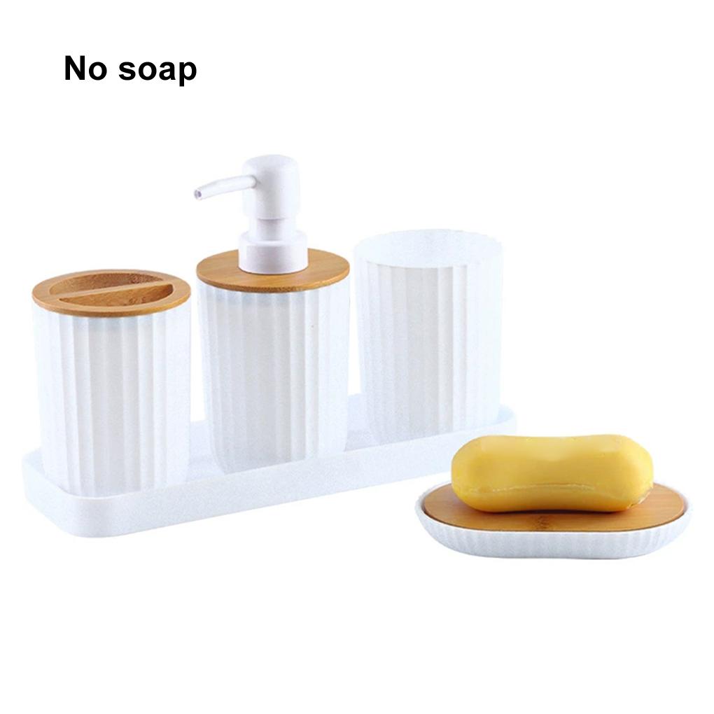 Bathroom Accessories Set Vanity Counter Soap Dispenser Toothbrush Cotton Swab Holder and Tray Set Bathroom Decor Apothecary Jars