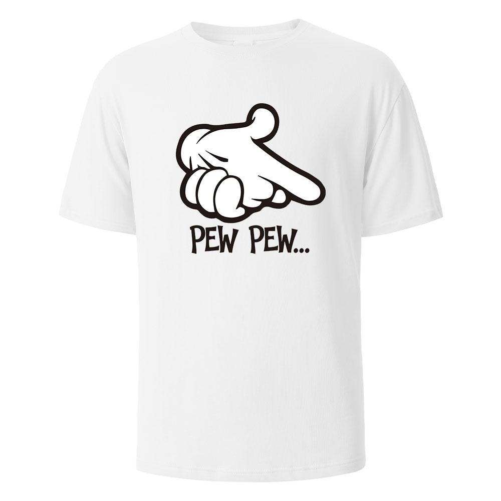 Pew Pew Print TShirt 100 Cotton Summer Tees For Men Women Oversize Casual Tops S