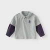 Boys' Faux Two-Piece Long-Sleeve Polo T-Shirt