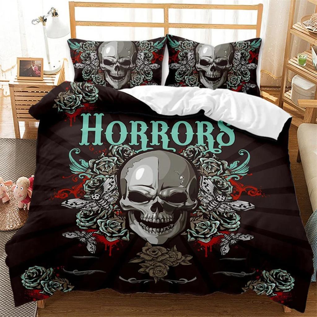 Comforter Gothic Skull Dark Skull Horror Theme King Size Suitable For Teenagers Women Men Bedroom Decoration Warm Breathable