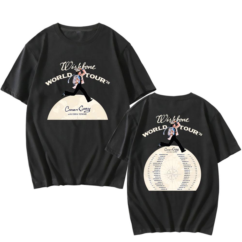 Wishbone World Tour 2026 Koszulki CONAN GRAY Modna Koszulka Krótki Rękaw Luźna Bawełniana Koszulka Streetwear Unisex Koszulki