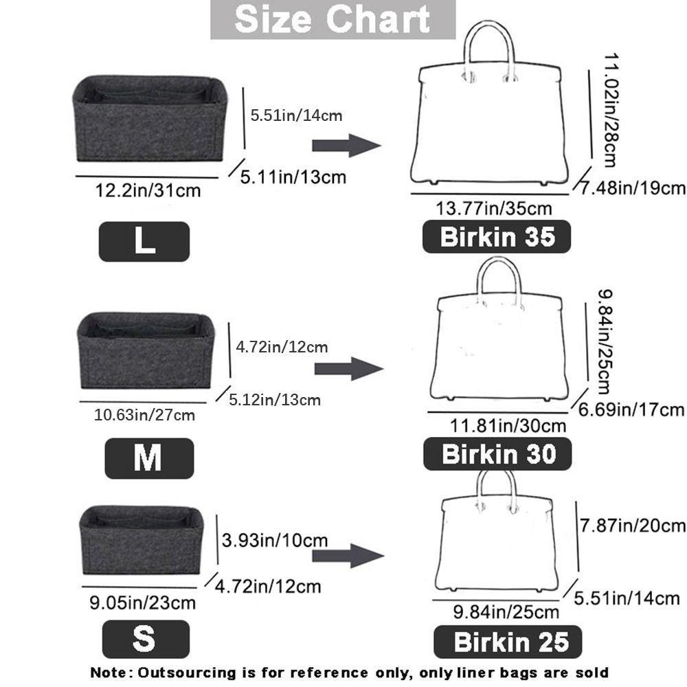 Simple Felt Handbag Insert Bag Multi-Pocket Bag Support Purse Liner Travel Portable Internal Bag for Birkin25/30/35