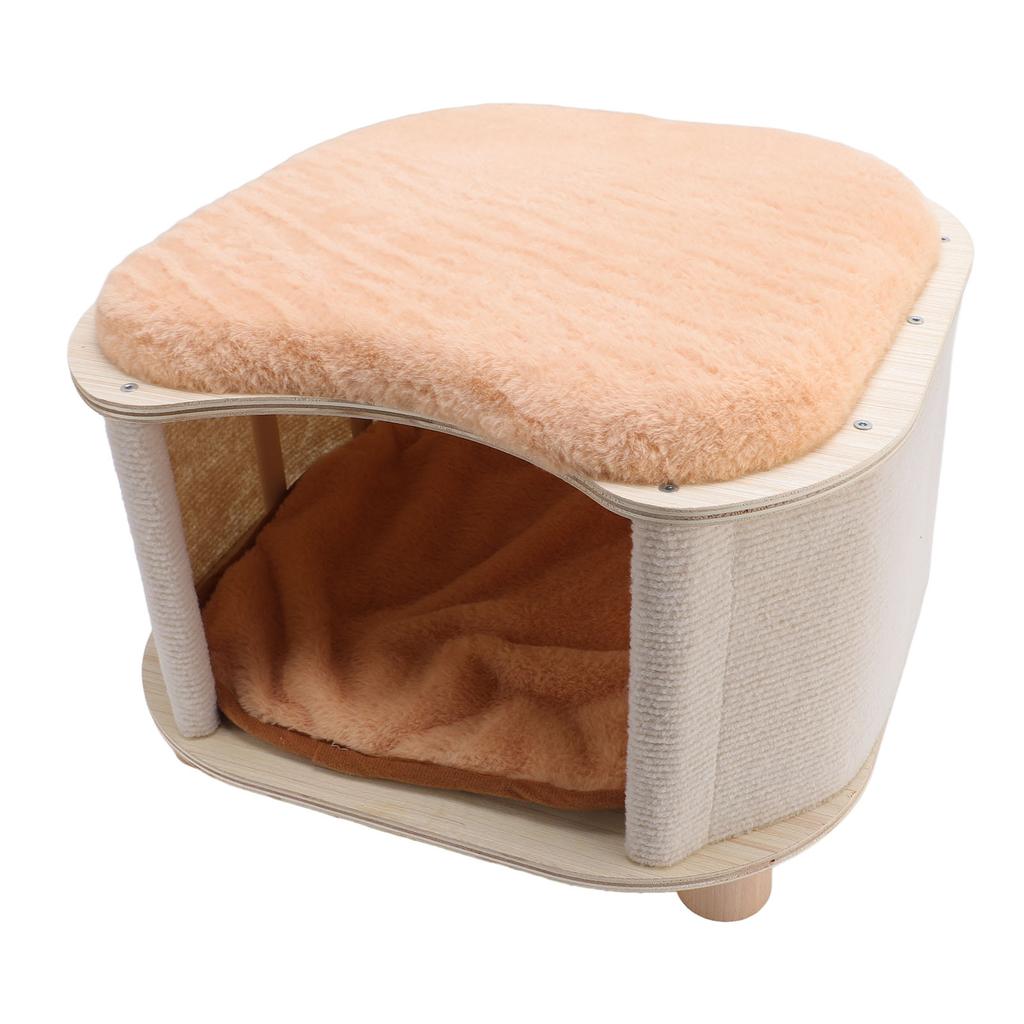 Scaun Casă Pisică Multifuncțional Universal Patru Anotimpuri Anti-Zgârieturi Robust Peșteră din Lemn Casă Pisică pentru