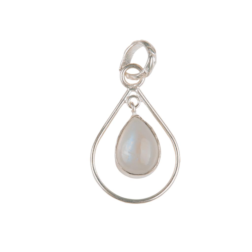 Regenbogenmondstein Edelstein 925 Sterlingsilber Schmuck Handgefertigter Anhänger 1,60" PP-3-29