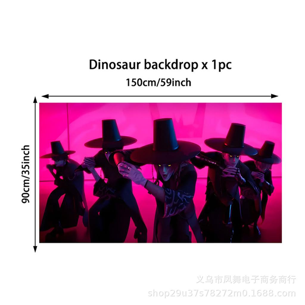 Popular Demon Hunters Themed Birthday Party Supplies Disposable Tablecloths Party Paper Plates Paper Cups Balloons