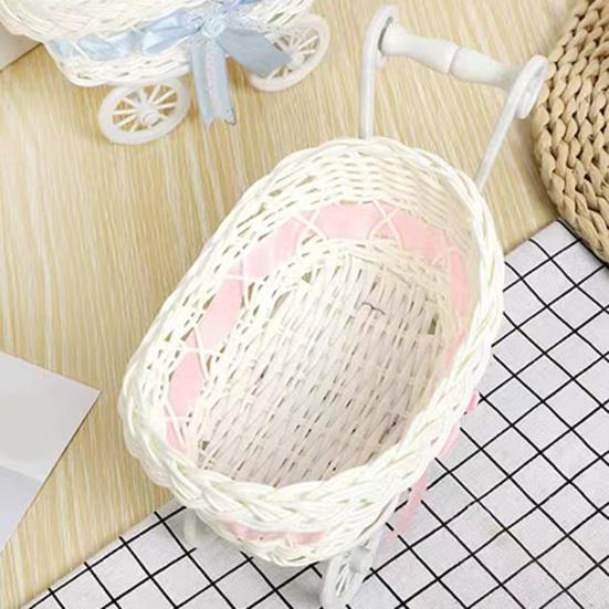 Rattanowy Koszyk na Kwiaty do Wózka Mały Tkany Koszyk do Przechowywania Uchwyt na Sztuczne Kwiaty