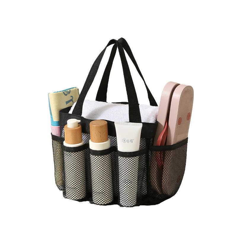 Bolsa Tote de Malha Transparente para Cosméticos Acessórios de Praia Banheiro Chuveiro Viagem Portátil Toalha Necessaire Bolsa de Mão Organizador de Armazenamento