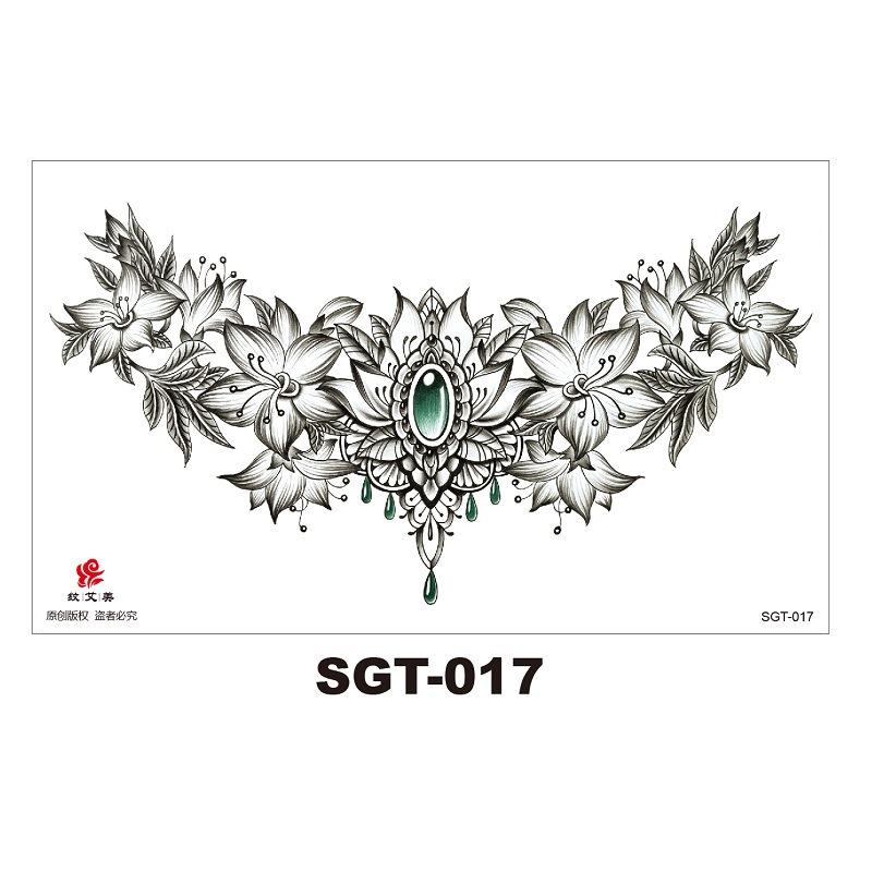 Chest Large Pattern Chest Sticker Male And Female Simulation Disposable Flower Body English Faucet Plain Flower Tattoo Sticker
