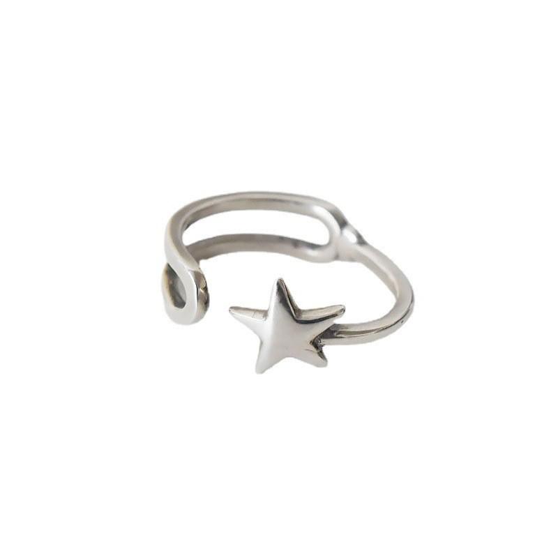 Silver Eyecatching S925 Hollow Star Ring For Women Adjustable For Comfort And Style