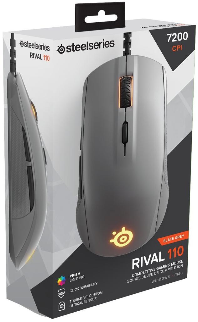 SteelSeries Rival 110 Schiefergrau Optische Gaming-Maus Rechtshänder (Produktcode 62470)