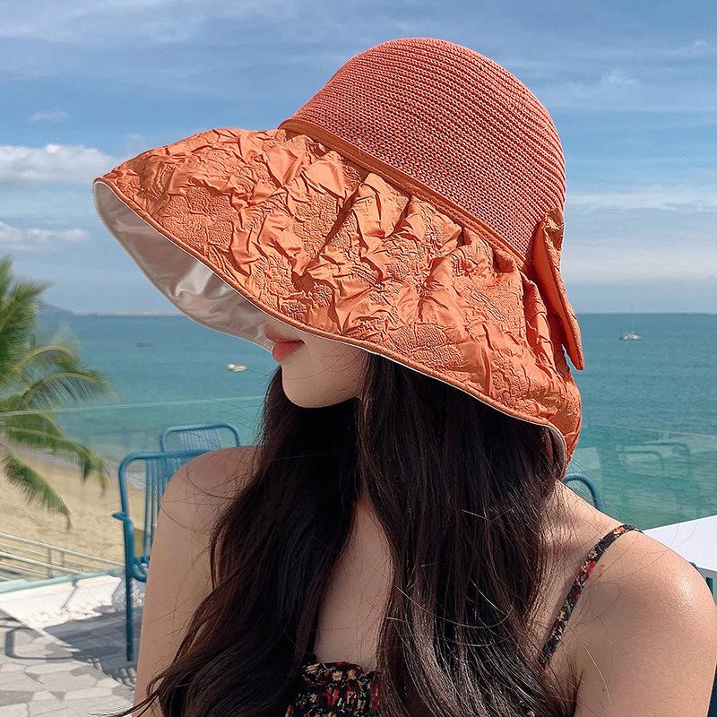 New summer beach hat seaside outing big eaves bucket hat breathable sunscreen sunshade ultraviolet sun hat