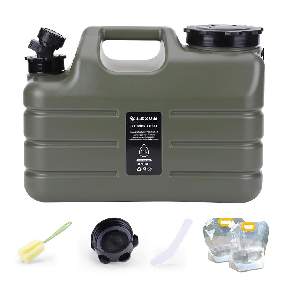 

11л кувшин для воды для кемпинга с 2 мешками для воды, переносной резервуар для воды, большой емкости, диспенсер для воды, переноска для автомобиля, кемпинга зелёный