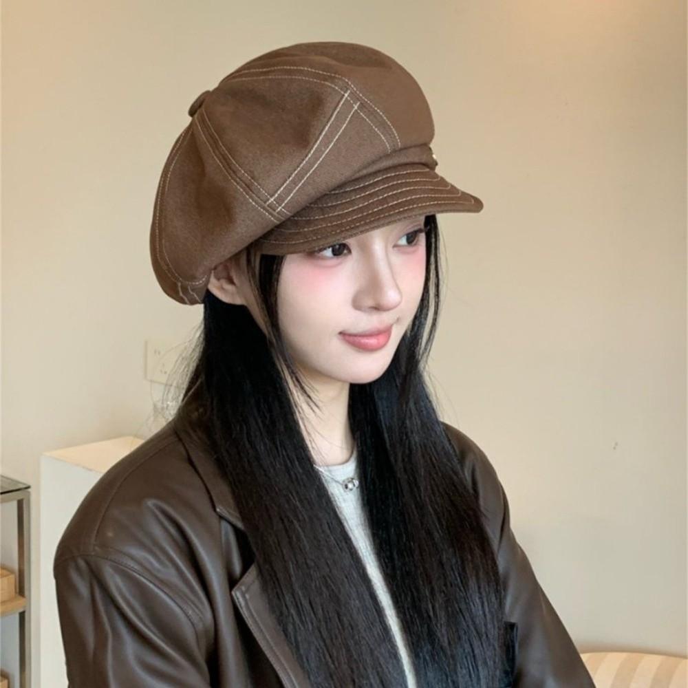 Korean Denim Beret Spring Autumn Painter Hat Fashion Octagonal Hats  Outdoor