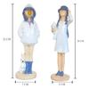 Cute Girls Statue for Home Decor | Table Decor (Pack of 2, White & Blue)