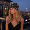 Lightweight Breathable Headwear Fishnet Hat for Women, Mesh Knitting with Hollow Sequin Design, Elastic Fit Hand-Woven Daily Wear