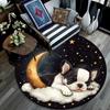 Sleeping French Bulldog Round Area Rug,Carpet Rug for Living Room Bedroom Sofa Playroom Decor,Non-slip Floor Mat