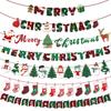 Christmas Theme Letter Snowman Sock Pattern Paper Banner Props Decoration