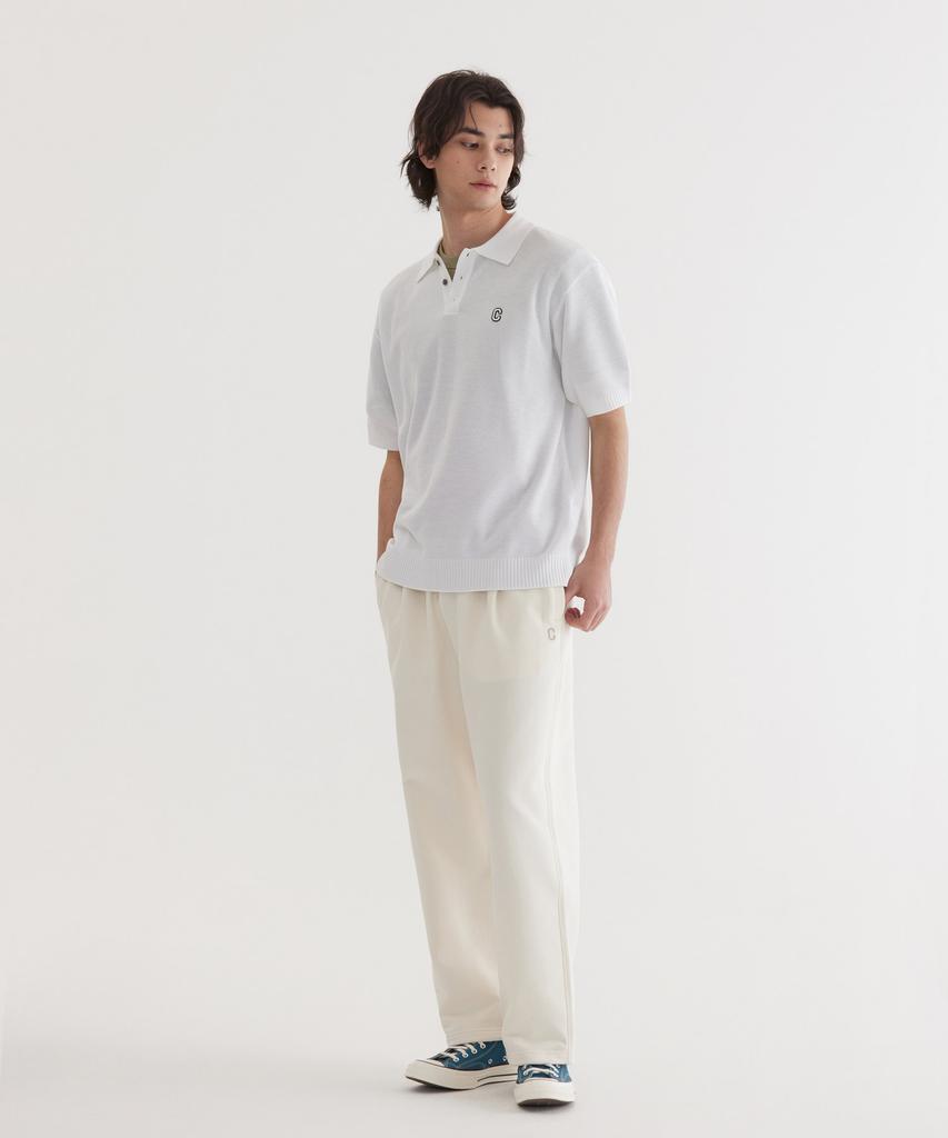 COVERNAT C Logo Collar Half Knit White