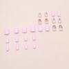 24Pcs Almond Press On Nail Flower French Fake Nail Acrylic False Nail,Artificial Nail Glues On Nail for Womens Girls