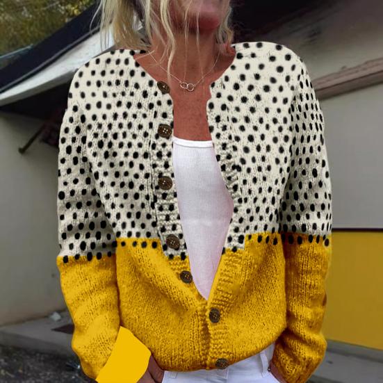 Cardigan aperto sul davanti, vestibilità comoda, con stampa animalier, girocollo, manica lunga, da donna