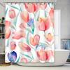 Watercolor Tulip Shower Curtain Decor For Bathroom Soft Fabric With Hooks Included In Multiple Colors