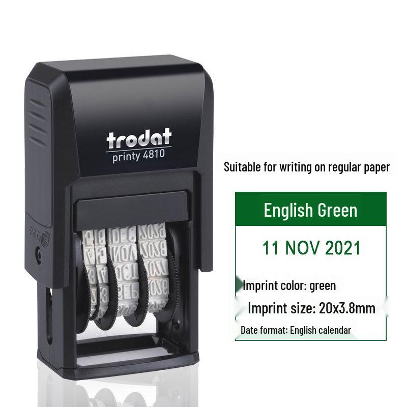 Zhuoda 4810 Automatic Self-Inking Date Stamp, 3.8MM Characters, Adjustable for Chinese & English Dates