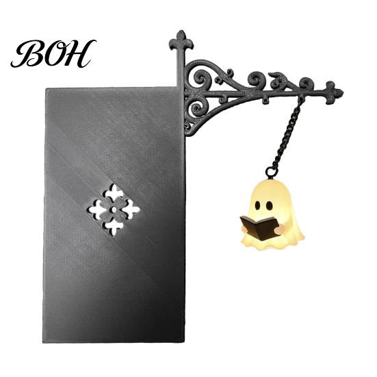 Healing Night Light Ghost Reading Bookshelf Light, Cute Lamp, Retro Cozy Nook Bookends for Halloween Library Study Decor Lamp