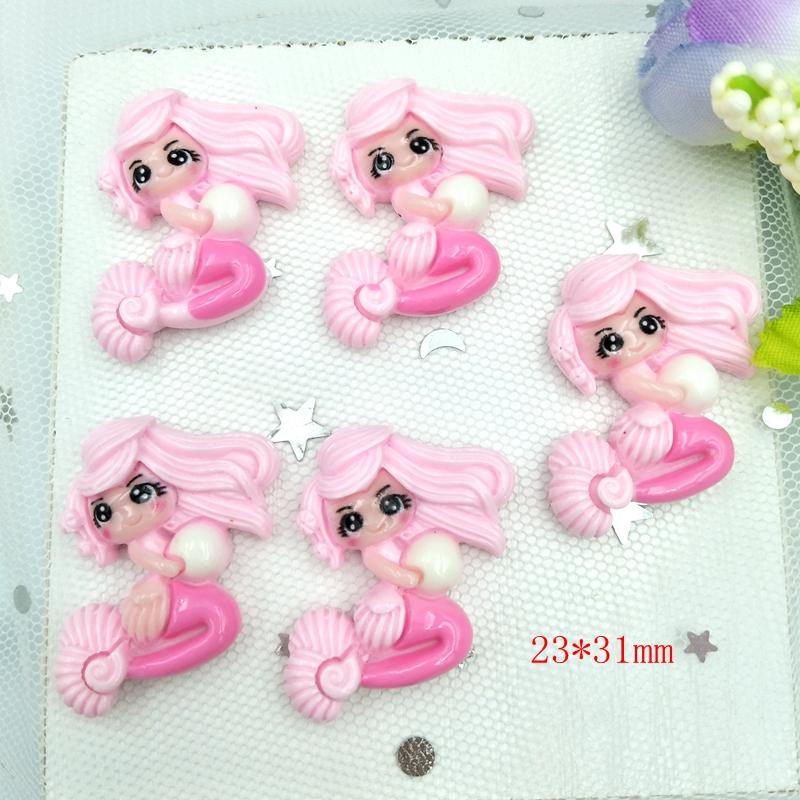 10pcs Mixed Cartoon Princess Mermaidl Flatback Resin Cabochons Embellishments Scrapbook Craft DIY Hair Accessories
