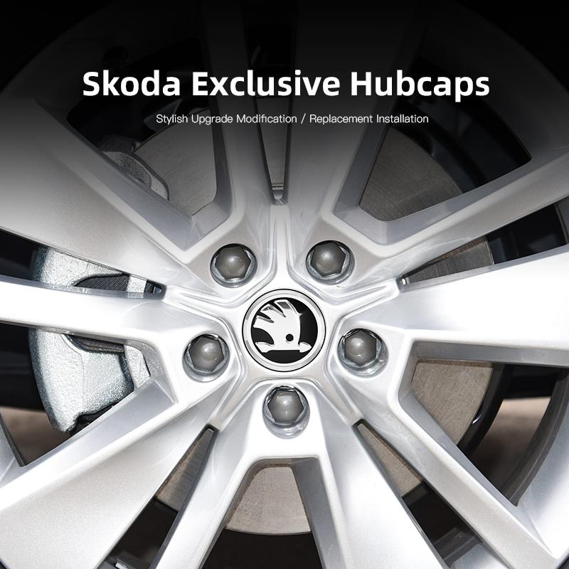 AAAAP1 4 Stück 55/65mm Auto Radnabenkappen Emblem Abdeckungen Für Skoda Octavia Superb Rapid Kodiaq Karoq Fabia Kamiq Enyaq Citigo Vision